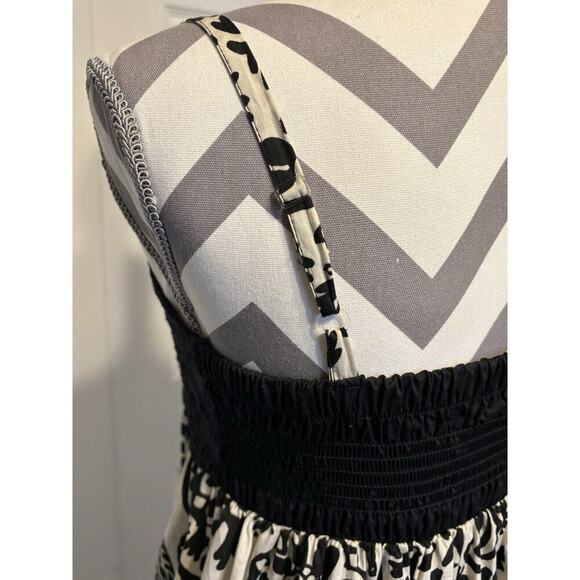 King Kong Black White Sundress Maxi Layers Italy Cotton Adjustable Straps Lace M - Picture 8 of 12
